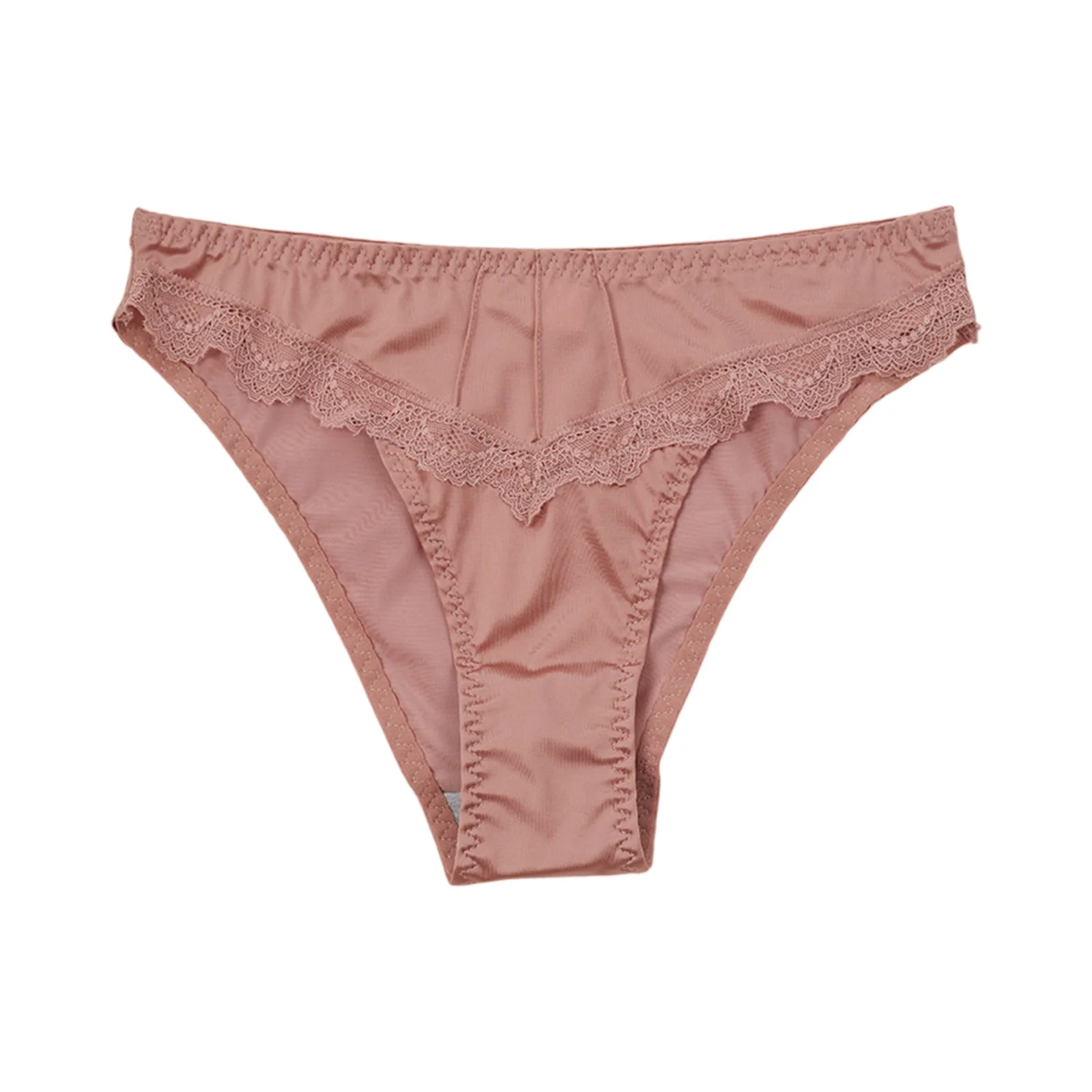Low-waisted Women Underwear High Elasticity Women Floral Lace Trim Briefs Luxury Slippery Material Seductive Sexy Edge Fat Brief