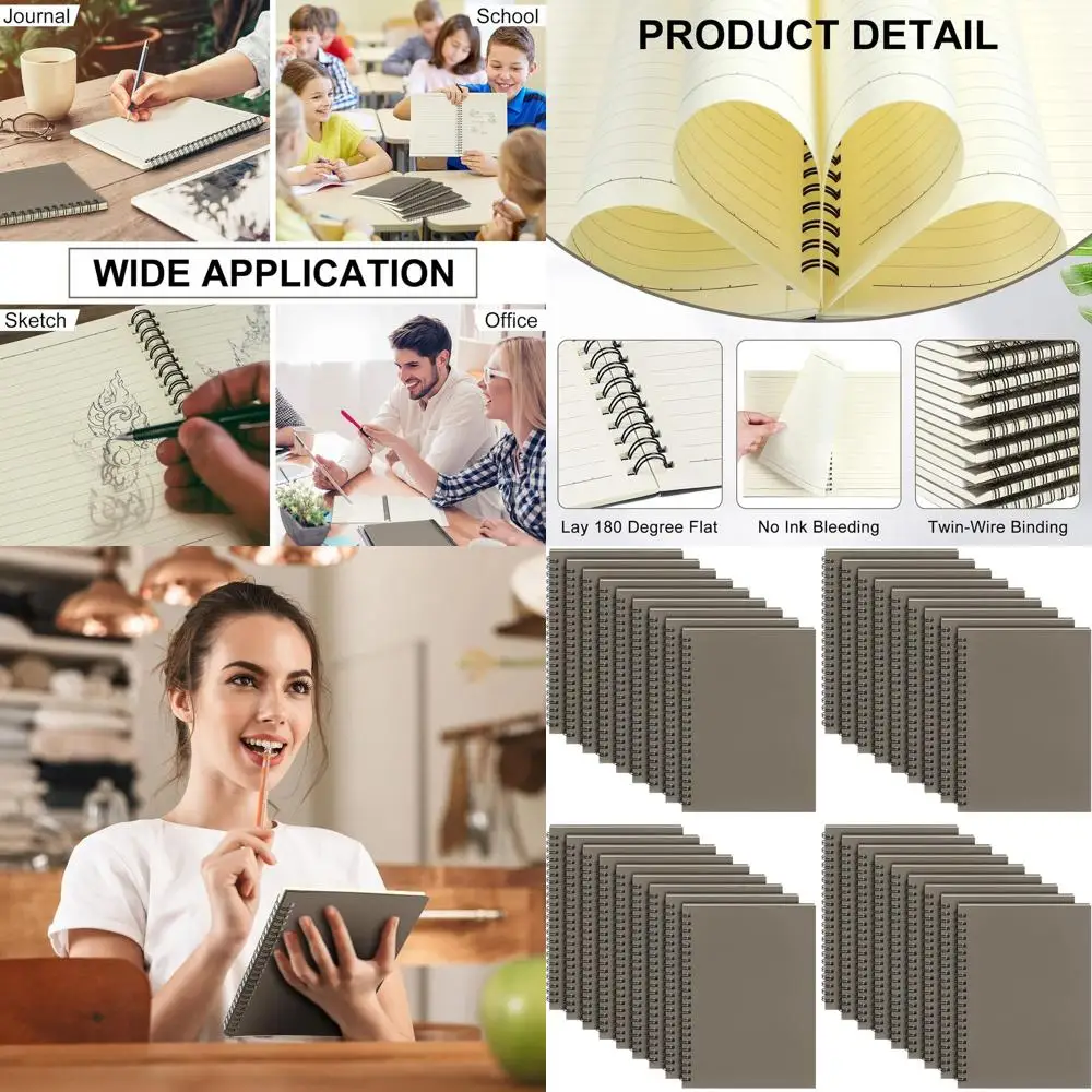 

Набор из 36 блокнотов А5 на спирали, в линейку, 8,3 x 5,5 дюймов, идеально подходят для письма, сочинений, школьных принадлежностей и офисного использования