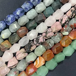Faceted Natural Stone Irregular Shape Agates Rose Quartz Loose Spacer Beads For Jewelry Making DIY Necklace Bracelet 13X17MM