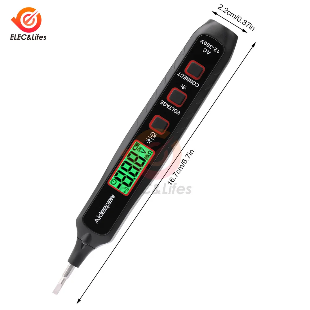 JL-01 AC 12-300V sensor cerdas, pena uji tegangan Digital Lcd multifungsi, pena uji Alarm warna ganda suara dan cahaya