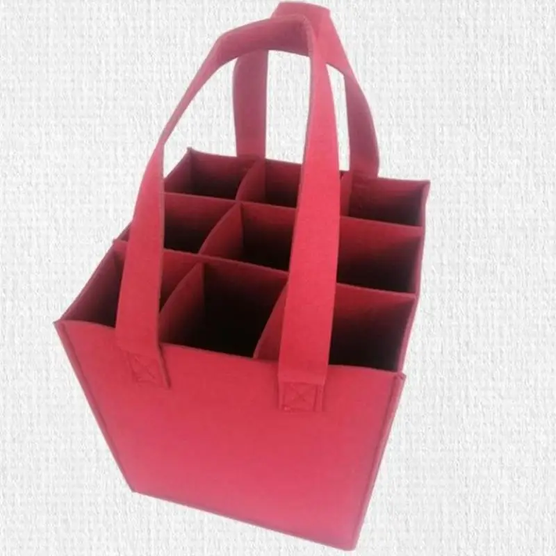 Wine Bag Carrier Tote Felt Insulated Leakproof 9 Bottle Wine Bag For Travel Wine Bag For Travel. Picnic Byob Portable Leakproof