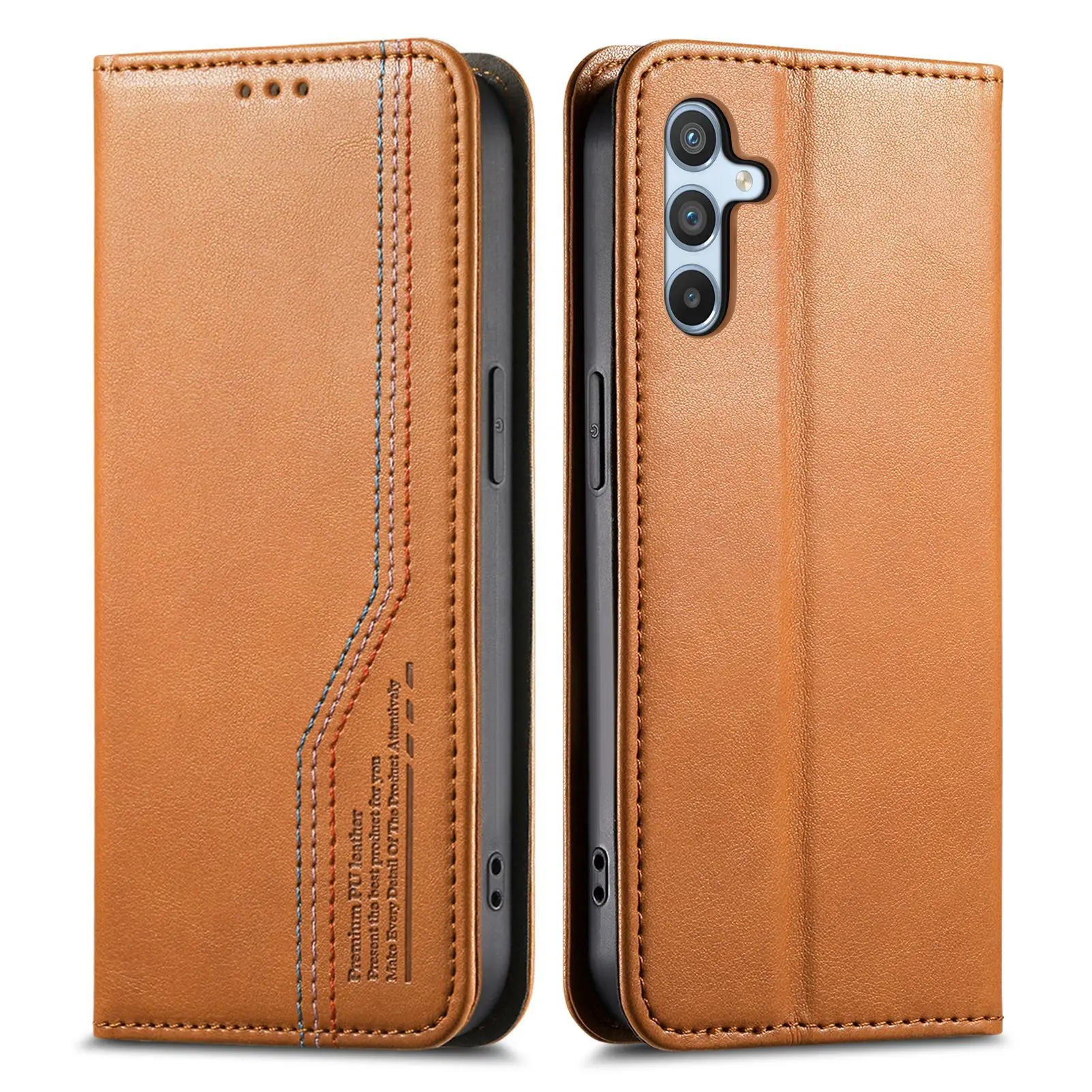 Applicable to Samsung A37 business pure-color mobile phone artificial leather case A56 flip cover with card slot A16  shell view 5