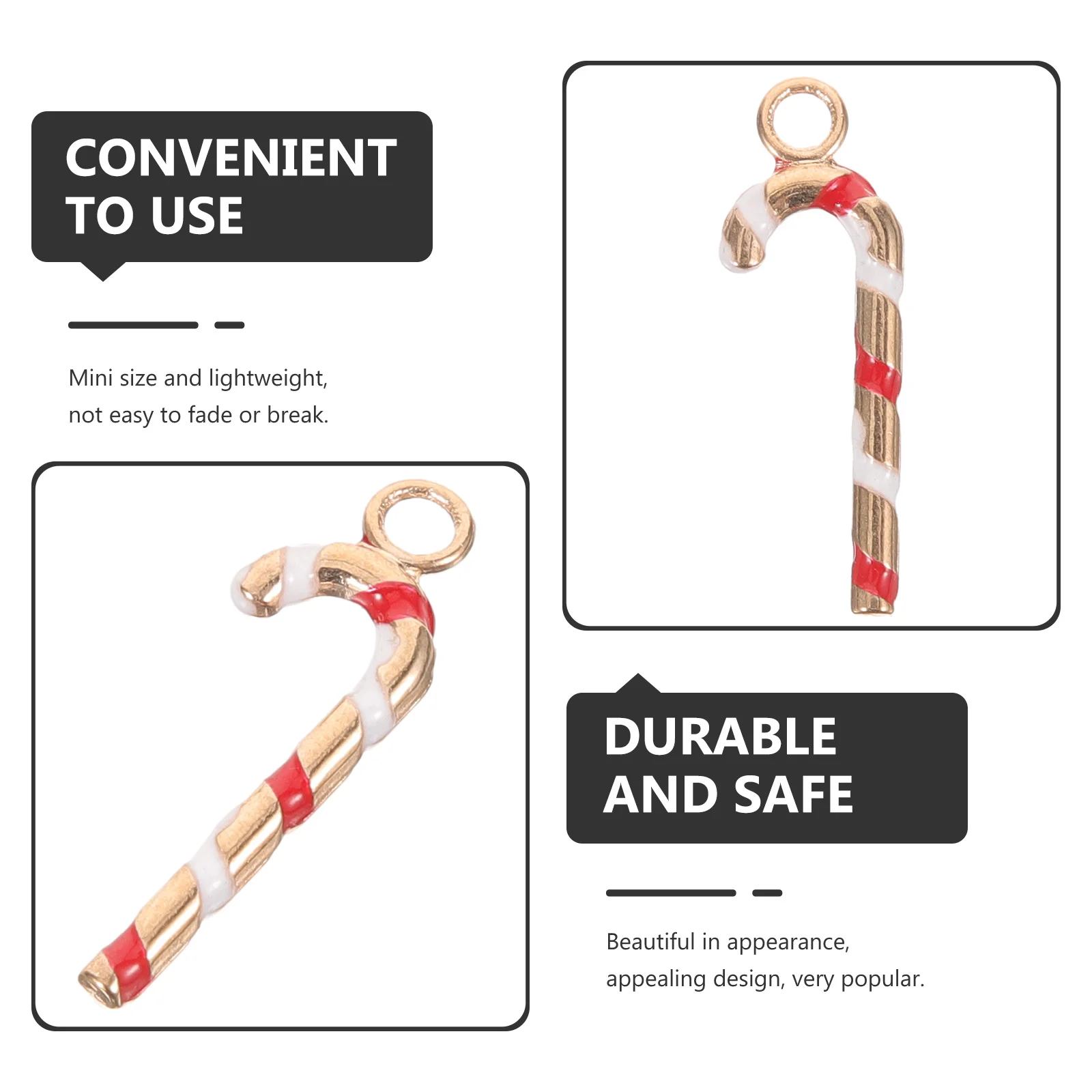 

10Pcs Christmas Walking Stick Charms Mini Alloy Pendants Decorative DIY Jewelry Making Bracelet Necklace Accessories