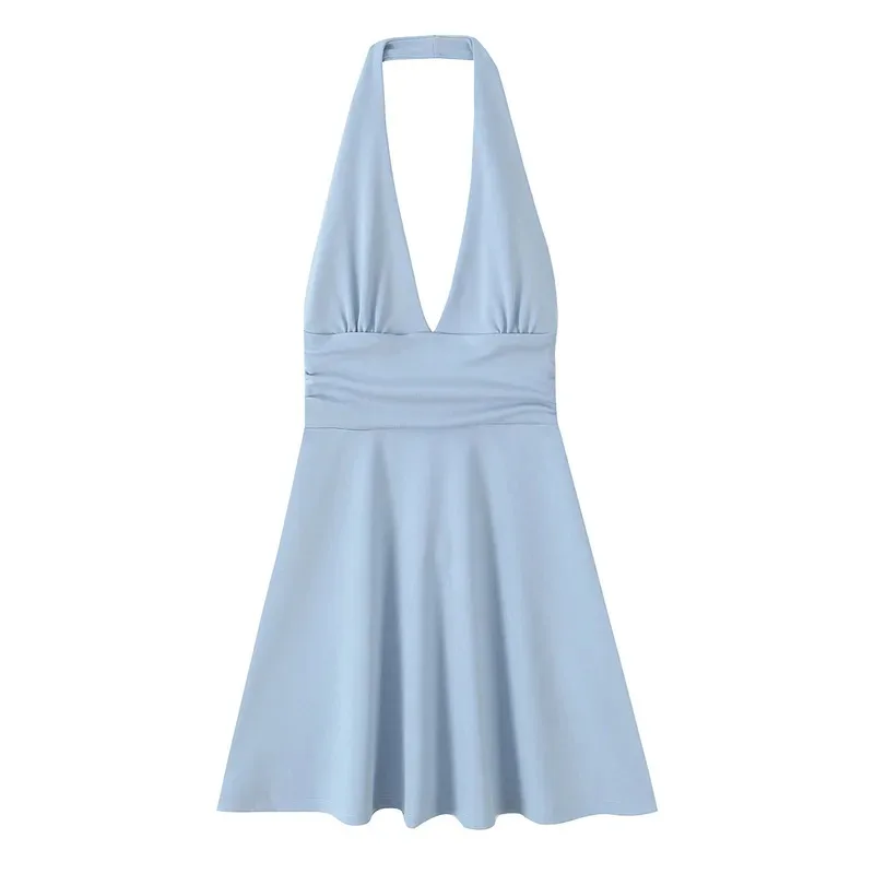 

Women's Retro High Waist V-Neck Halter Mini Dress Flared Hem A-Line Skirt for Beach Vacation Sexy Commuter High Street Style