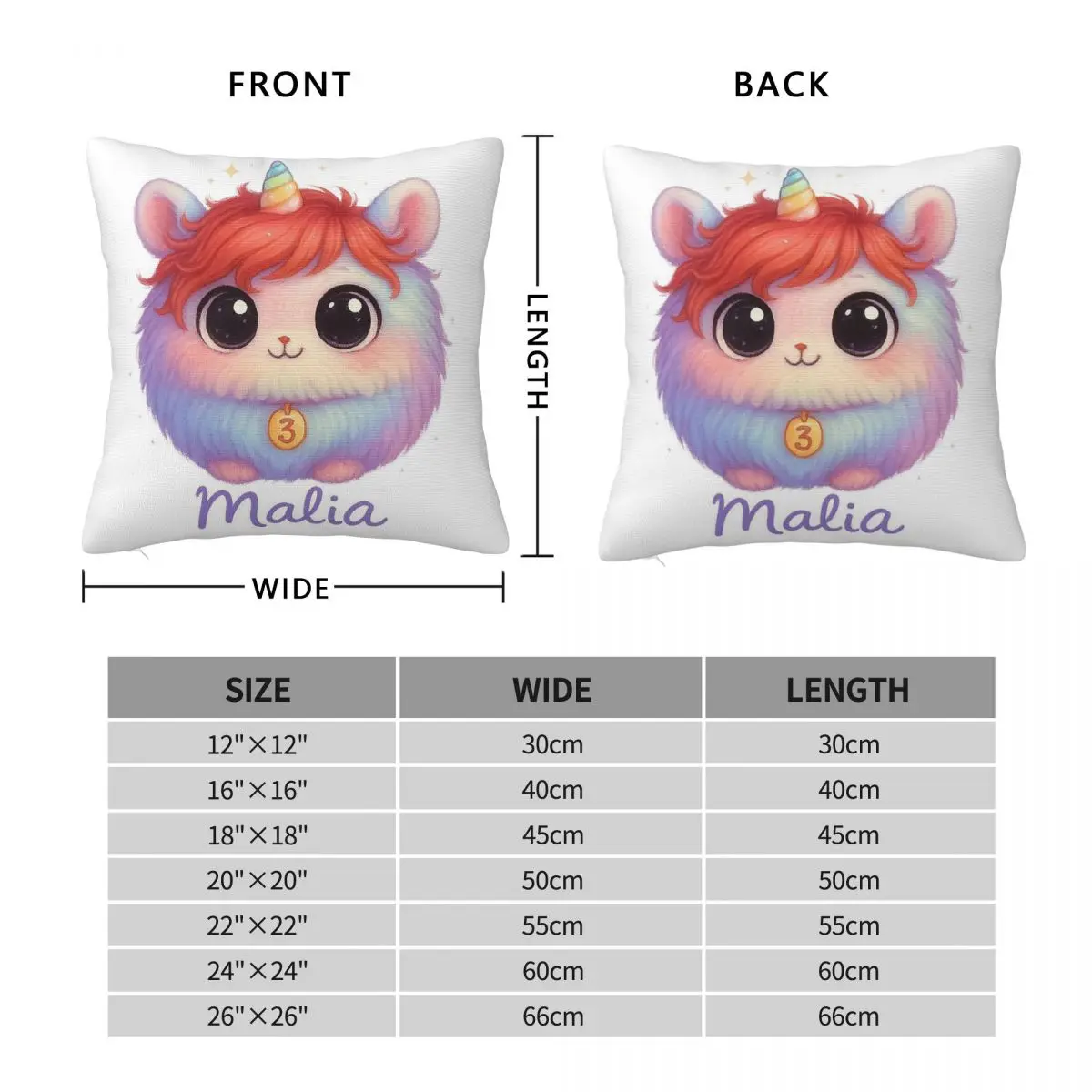 Birthday Unicorn Friend Malia Square Pillowcase Polyester Linen Velvet Creative Zip Decor Home Cushion Case