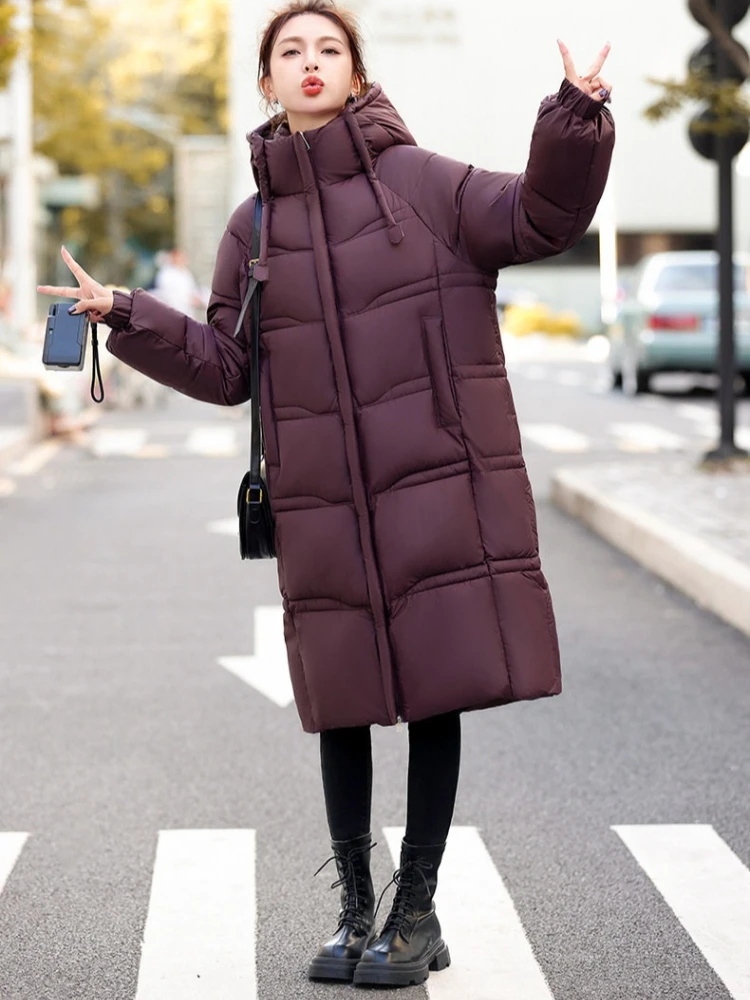 2026 new cotton-padded jacket for women winter hooded warm wadded outwear feminino long length thicken down cotton coat