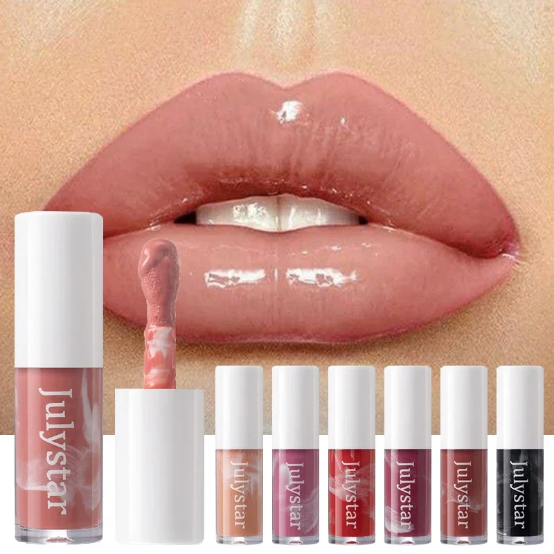 7 Color Mirror Brown Liquid Lipstick Waterproof Lasting Moisturizing Water Light Lip Gloss Non Stick Cup Lip Oil Makeup Cosmetic