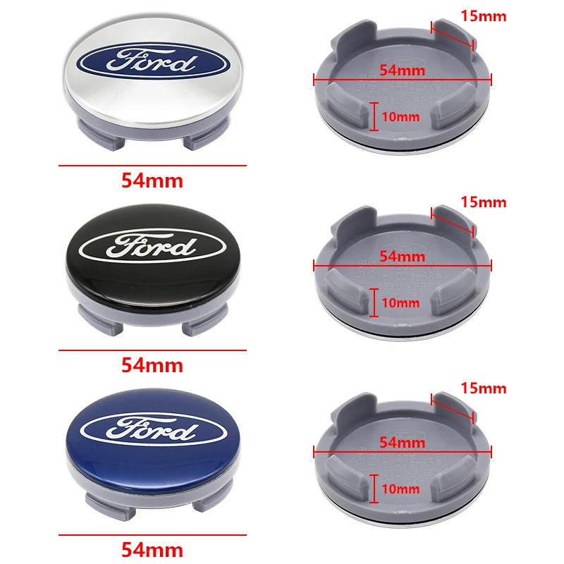 54mm 4pcs Car Wheel Center Hub Metal Emblem Cap Cover for Ford Focus 2 Mk3 F150 Mondeo C-Max Fusion Ranger Escort Explorer Kuga