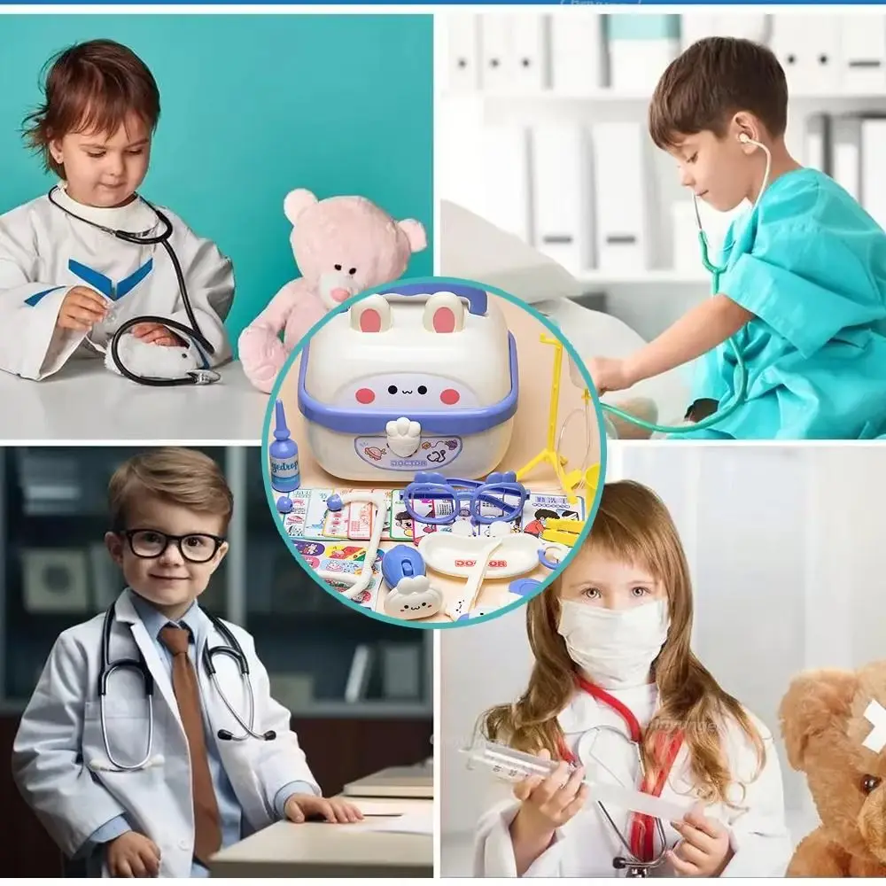Simulation Dentist Box Doctor Pretend Role Play Kit Educational Game Pretent Play Toys Kid Stethoscope Doctor Set Blue/Pink