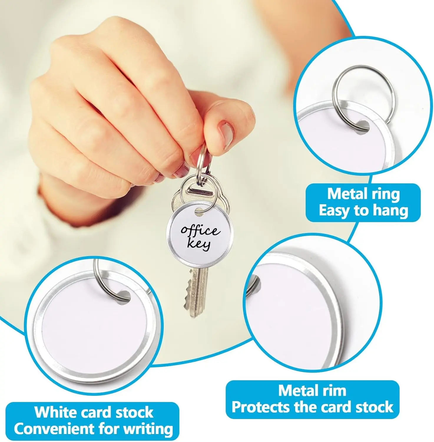 10-50 Pcs Metal Rim Key Tags, Key Ring Round Paper Tags with Metal Rings for Backpack Luggage Pet Car and Door Keys
