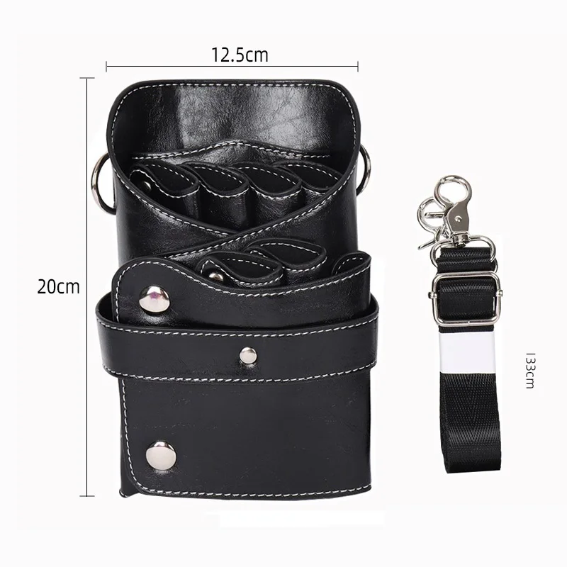 PU Leather Fashion Hair Stylist Hair Kit Cross Body Belt Fanny Pack Scissors Bag Clipping Bag