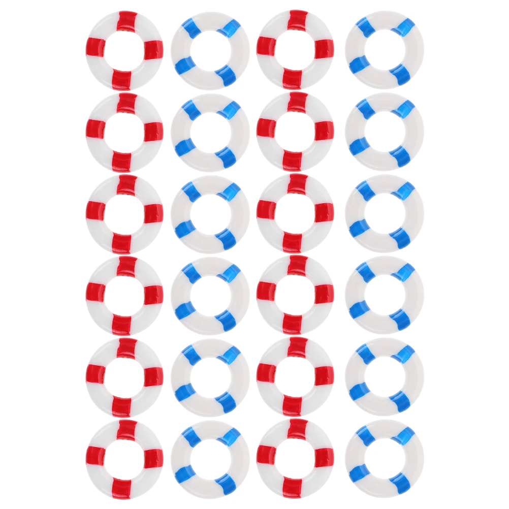 

24pcs Resin Swimming Ring Lightweight Compact Mediterranean Nautical Ornaments Beach Pool Buoy Statue Crafts Miniature