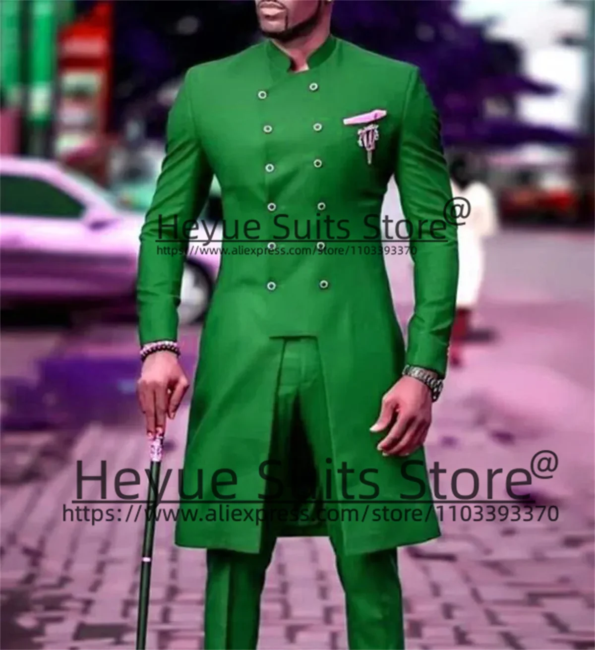 African style Wine Red Formal Wedding Men Suits Custom Stand Collar Double-breasted Groom Tuxedos 2 Pieces Sets Trajes De Hombre