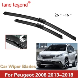 Car Wiper LHD Front Wiper Blades Set For Peugeot 2008 2013 2014 2015 2016 2017 2018 Windshield Windscreen Window 26