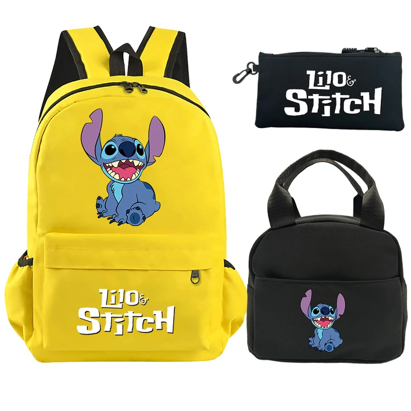 

3Pcs/set Backpack Disney Lilo Stitch Printed Bookbag with Lunch Bag Pencil Case Teenager Children Girl Boy Schoolbag Rucksack