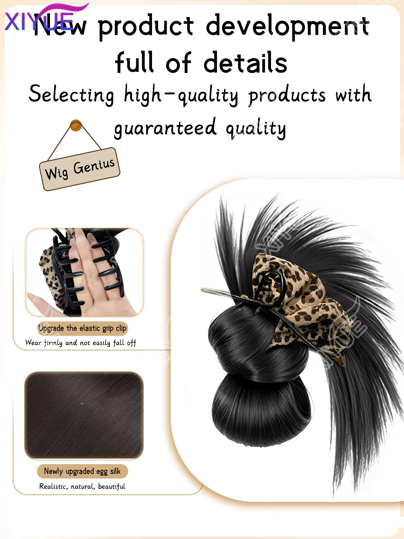 XIYUE Synthetic Bun Ponytail Hair Natural Fluffy Claw Clip Chignon Hair For Women Bun Wig Bag Hair Accessories For Daily Use
