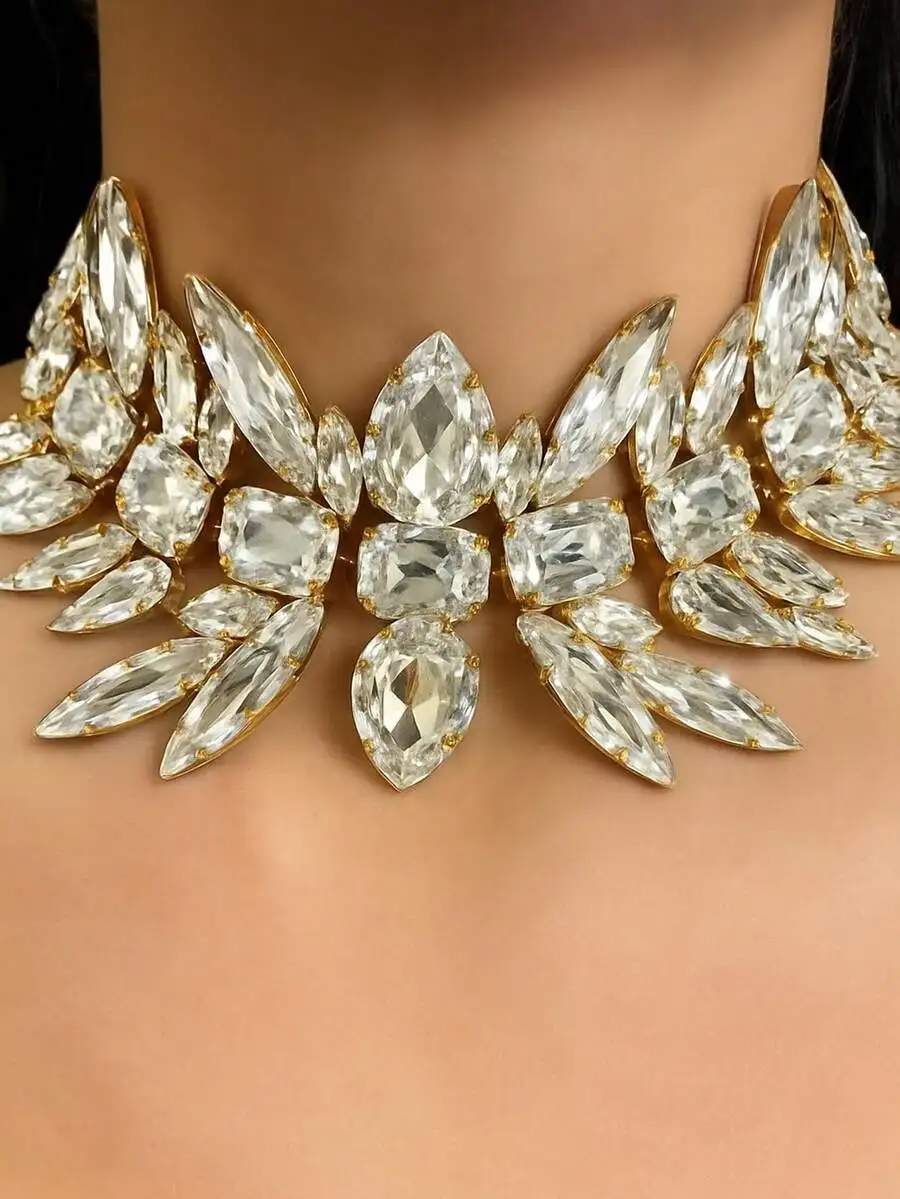 

Elegant Rhinestone Geometric Choker Necklace For Women Fashion Accessory