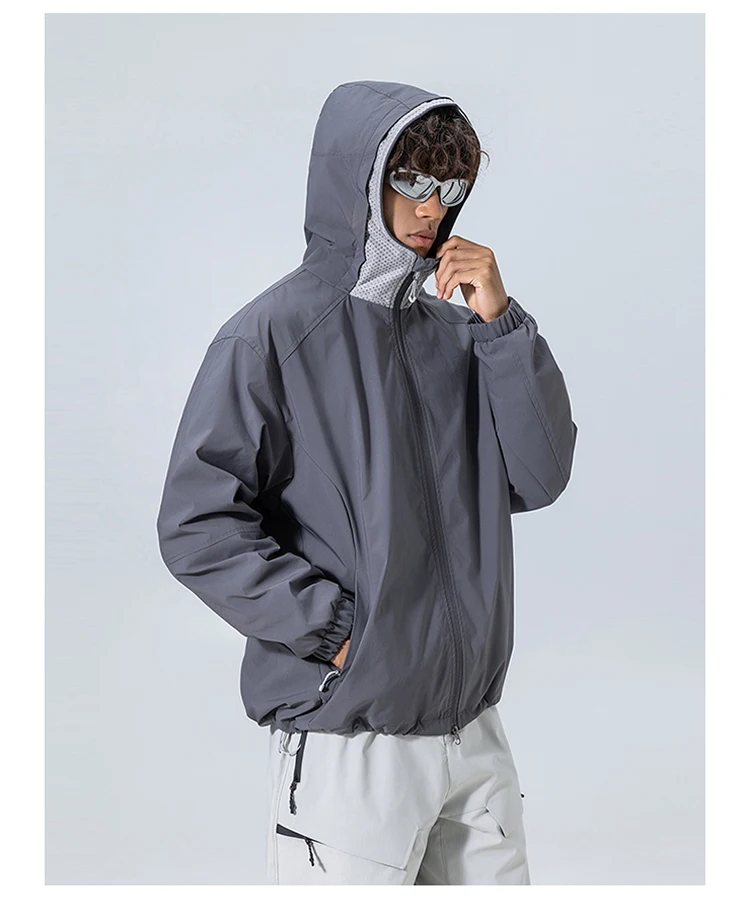 Unisex Wasserdichte Kapuzenjacke – Atmungsaktiv & Winddicht, Urban-Light Outdoor-Design mit Verstellbarem Saum für Wandern und Trekking – Detail 8