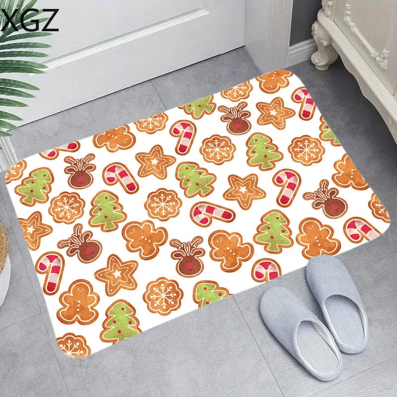 Christmas Collection Printed Pattern Door Mat Door Entrance Kitchen Living Room Bedroom Carpet Non-Slip Holiday Decoration