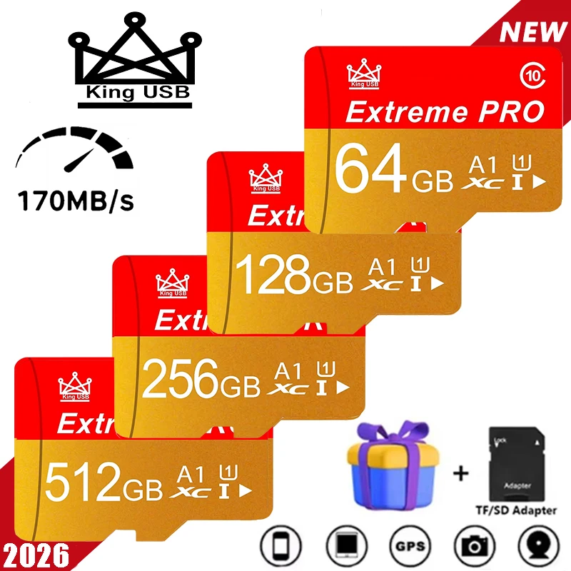 Turbo Speed Universal Memory Card and Micro SD Card SD Cards TF Cards Class 10 16GB/32GB/64GB/256GB for Gopro Camera Drone