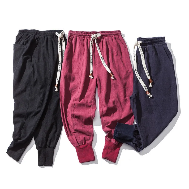 Cotton Linen Casual Pants Men's Large Size Hallen Pants