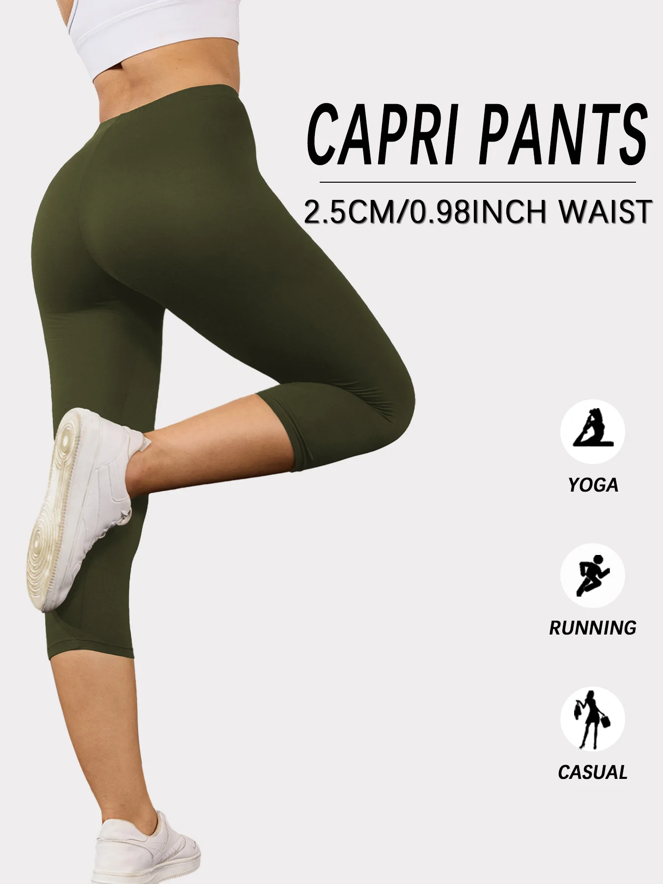 Athletic Yoga Leggings for Women Super Soft Capri Pants No See Through Workout Running  Home Casual