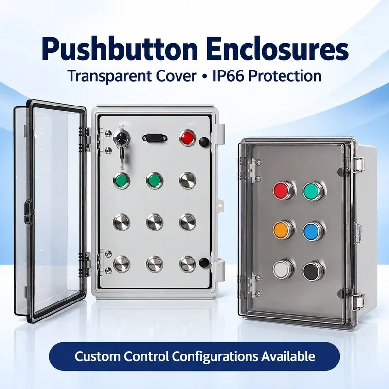 Outdoor Waterproof Button Control Box with Double-Layer Transparent Door Emergency Stop Start Self-Reset Switch Junction Box