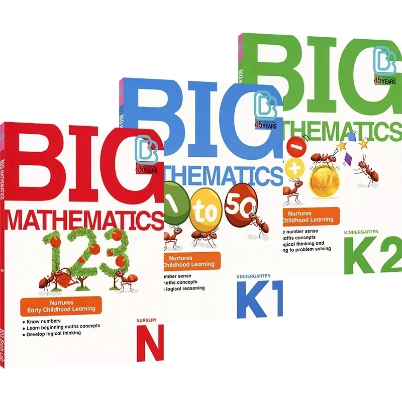 3 كتب الإنجليزية SAP الرياضيات الكبيرة N /K1 /K2 3 كتب SAP الرياضيات الأساسية المصنف رقم الشعور لتطوير التفكير المنطقي