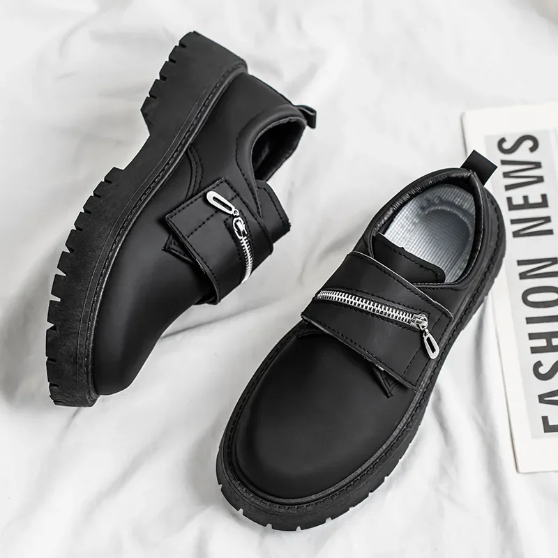 2025 جديد رجل ماتي ديربي أحذية العمال البريطانية سستة المشذبة حذاء كاجوال كبير جولة تو أحذية جلدية سوداء لارتداء اليومي