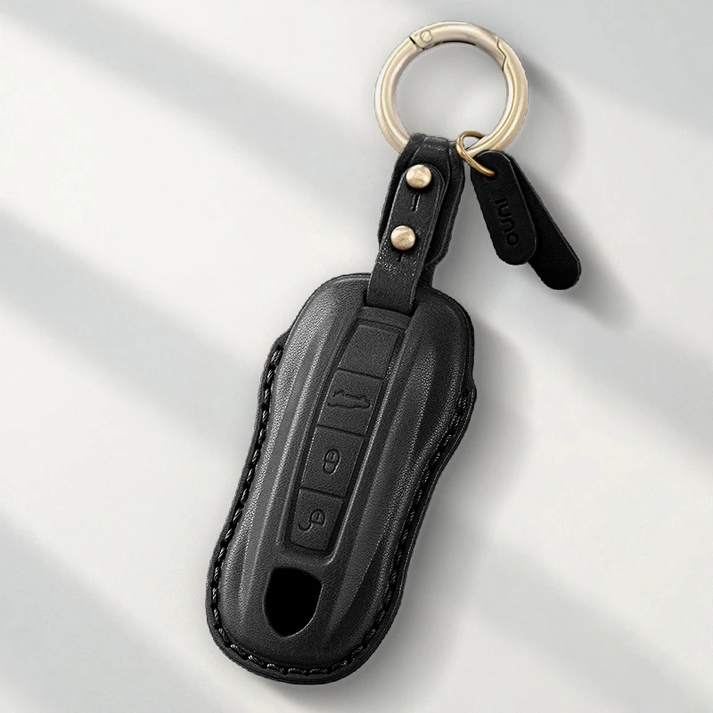 Genuine Leather Protector For Porsche Panamera Cayenne 971 911 9YA Macan Boxster Key Case Cover Fob
