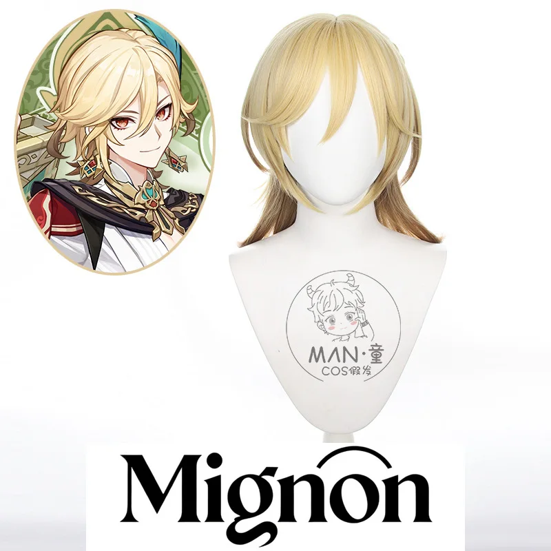 Genshin Impact Kaveh cosplay wig gradient medium hair simulation scalp Halloween gift