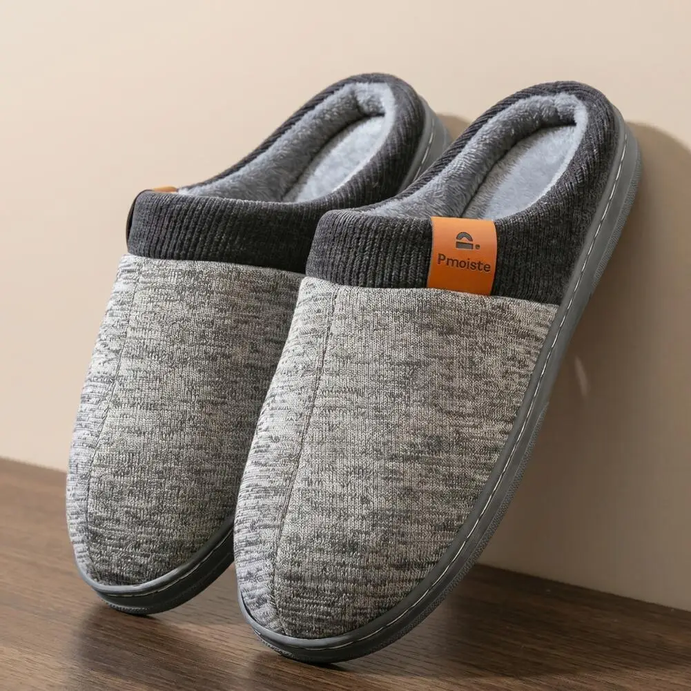 

Winter men's slippers TPR sole anti slip memory cotton warm, durable, comfortable color blocked indoor shoes