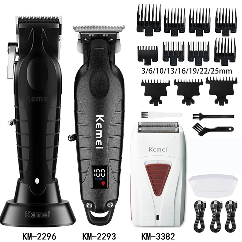 Kemei Hair Clipper Kit for Men Electric Shaver Hair Trimmer Professional Cutting Machine KM-2296 KM-3382 KM-2293 Hair Clipper