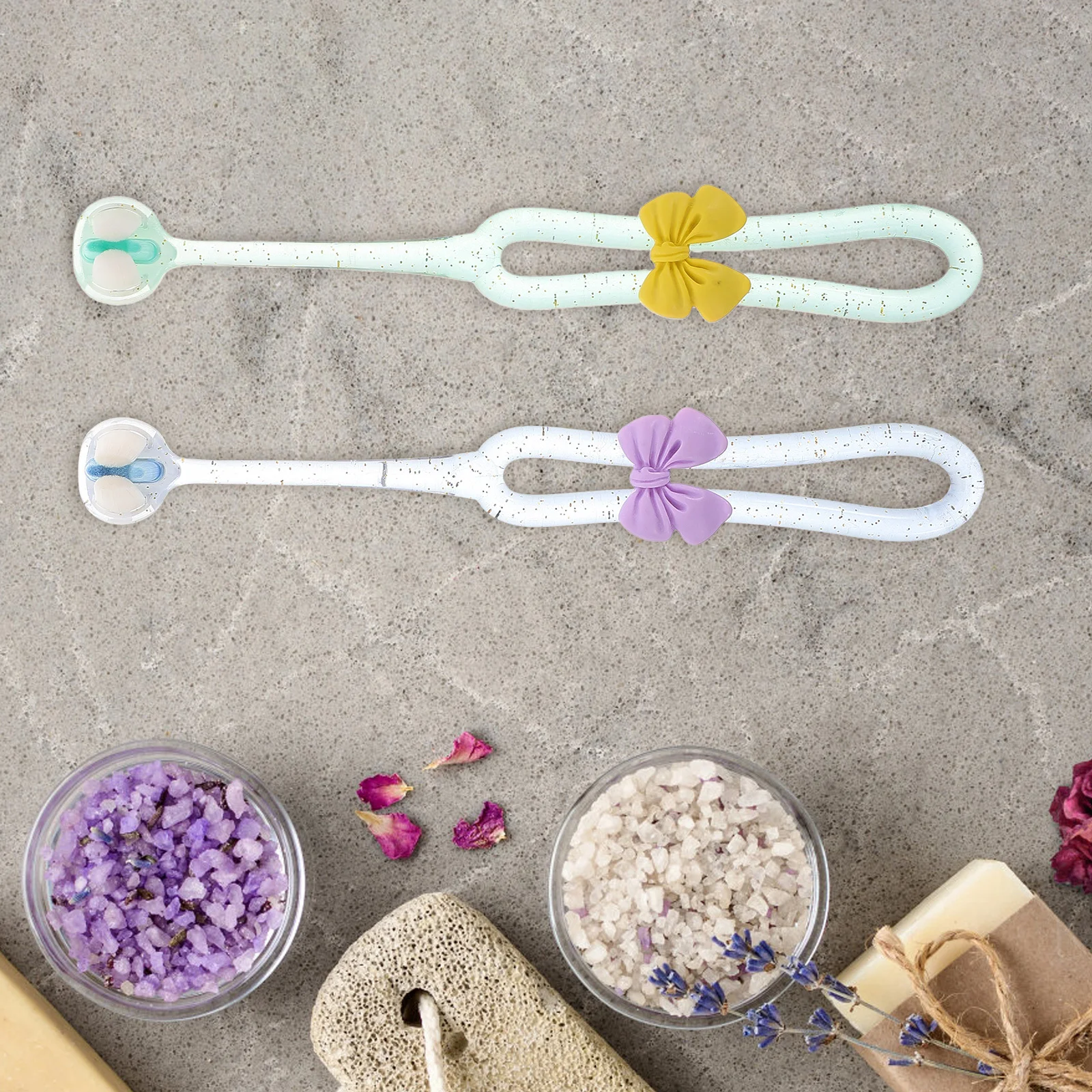 3 pezzi carino per bambini design bowknot pulizia su tre lati setole morbide set di spazzolini manuali per bambini adatti ai viaggi spazzolino da denti per giovani