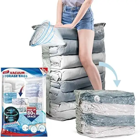 

TAILI Набор из 6 больших вакуумных пакетов для хранения 31x40x15 дюймов - Сверхбольшие пакеты для экономии места для одежды, постельного белья, подушек - Кремовый цвет