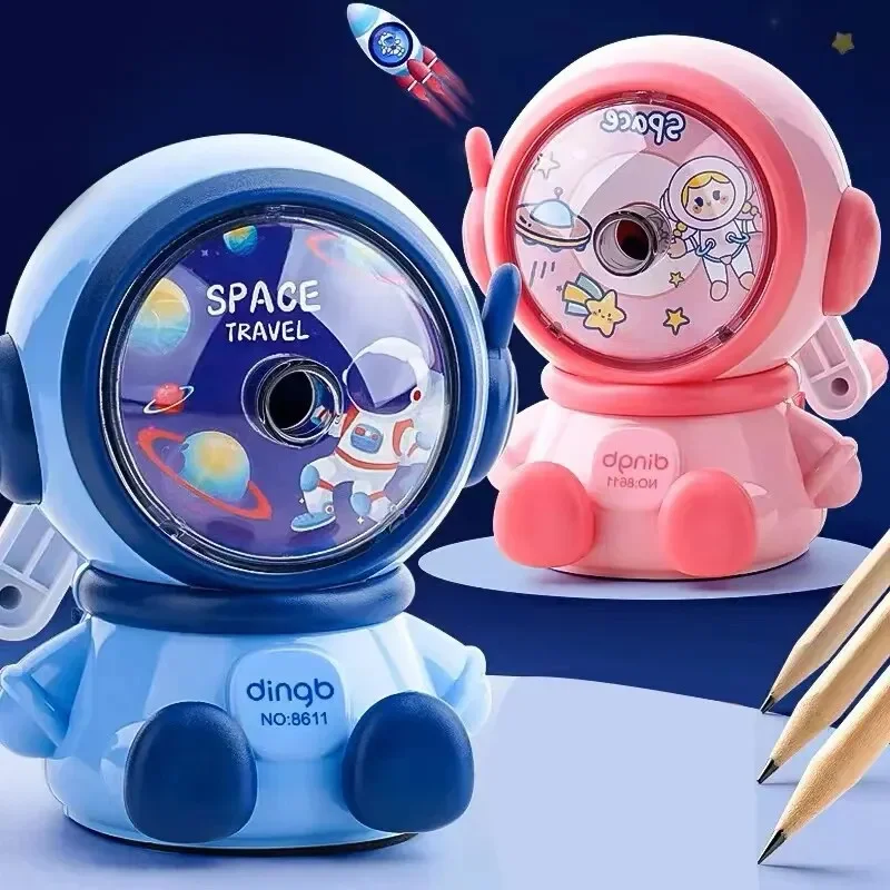 1pc Astronaut Cartoon Pencil Sharpener Hand Crank Manual Sharpener Students Pencil Sharpener Cartoon Pencil Cutter For School