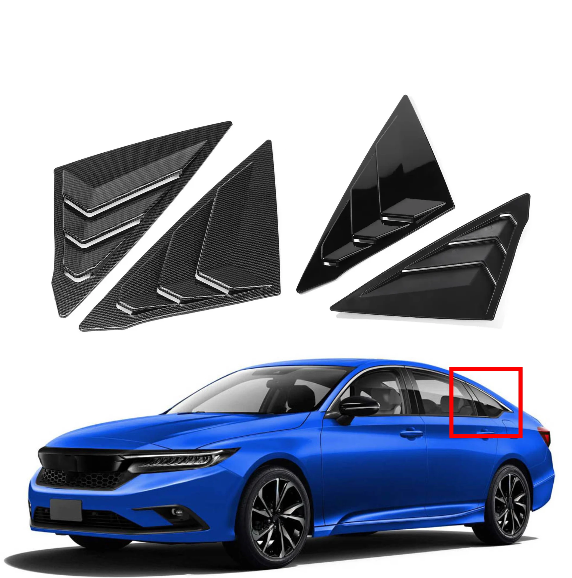 

Fit For Honda Civic 11th Gen Sedan 2022 Car Rear Louver Window Side Shutter Cover Trim Sticker Vent Scoop ABS Carbon Fiber