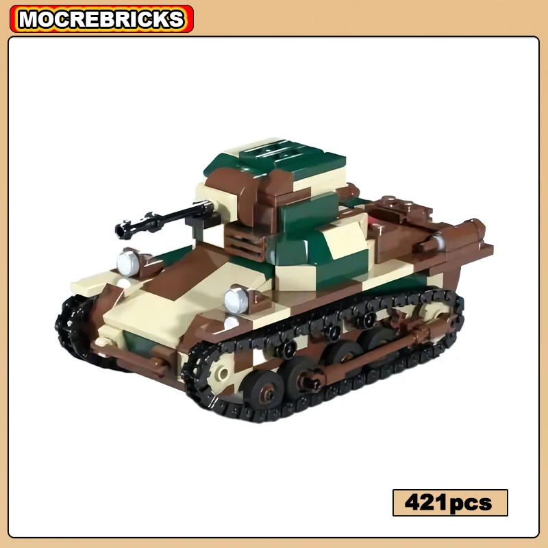 

German WW2 High-tech Weapon Panzer I Breda Military Light Tank MOC Building Blocks Model DIY Technology Bricks Toys Kid’s Gifts