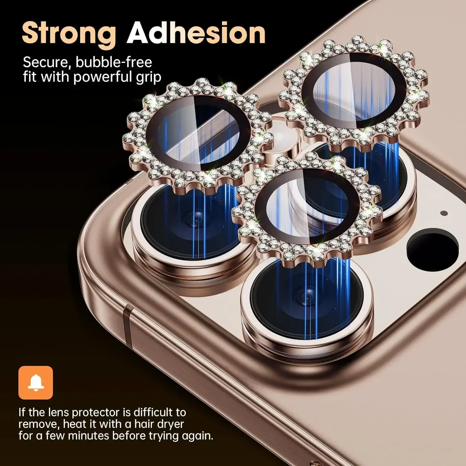 ブリンブリン 3D メタルギアデザインダイヤモンドカメラレンズガラスプロテクター Iphone 16 プロマックス 15Pro 16Plus メカニカルケースフレンドリーリング