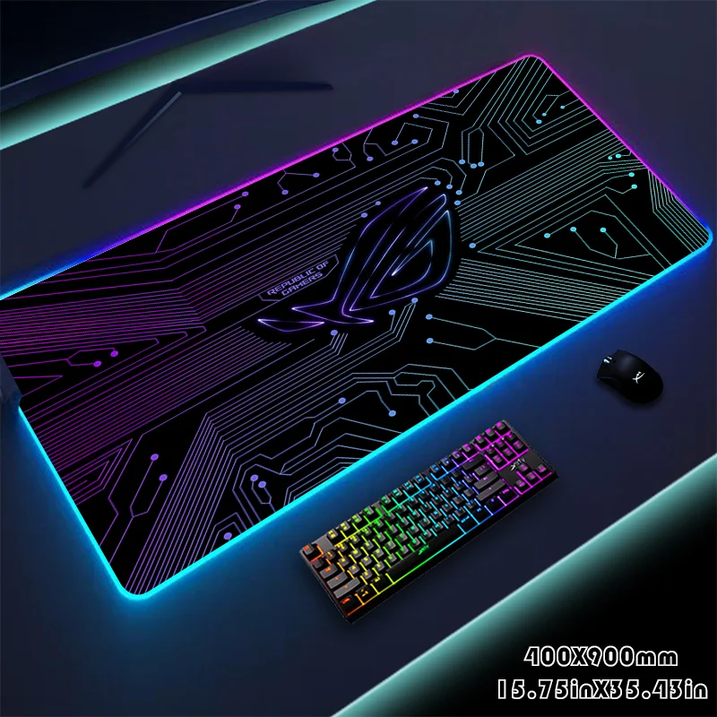 Grande AS-US personalizado mouse pad iluminação led gaming mouse pads rgb portátil tapete de mesa antiderrapante borracha gamer tapete teclado esteiras