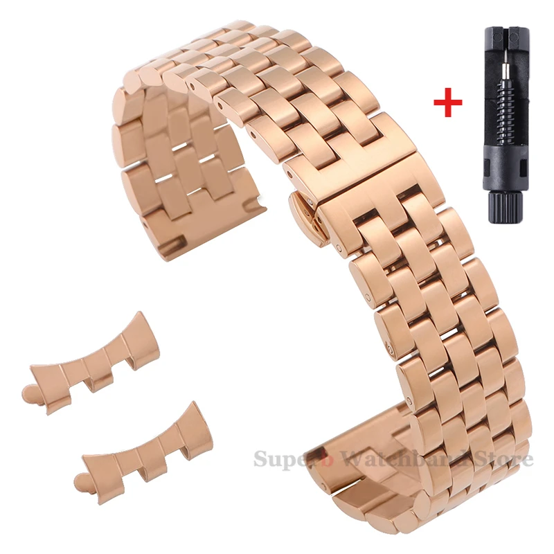 12/14/16/18/19/20/21/22 mm Edelstahlarmband für Tissot Armband mit gebogenem Ende für Seiko Universal-Armband, Schmetterlingsschnalle