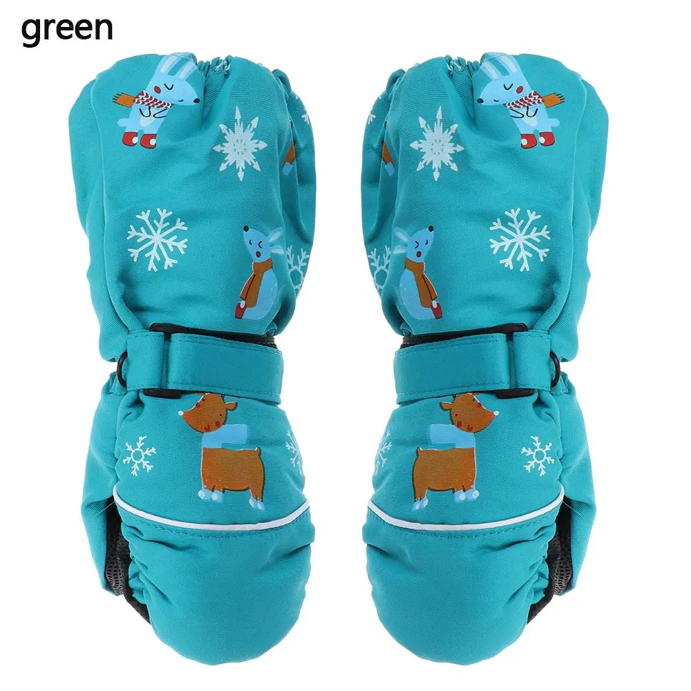 Cute Cartoon Winter Children Ski Gloves Thick Warm Non-slip Mittens Waterproof Windproof Outdoor Sports Gloves Print Cartoon