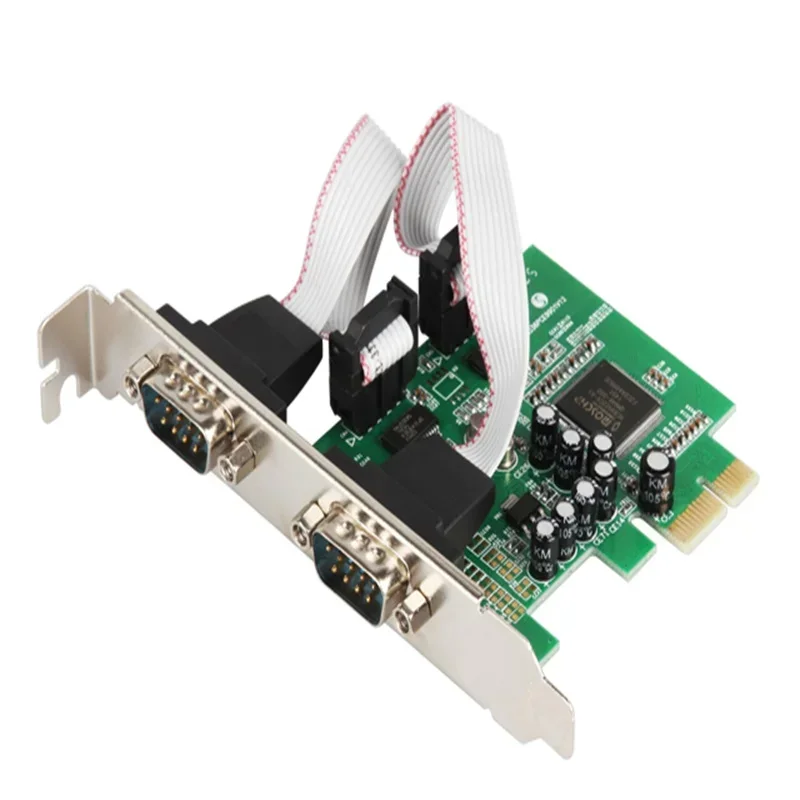 2 Port RS232 RS-232 Serial Port COM to PCI-E PCI Express Card Adapter Converter IOCREST 2-port Serial Low Profile Bracket