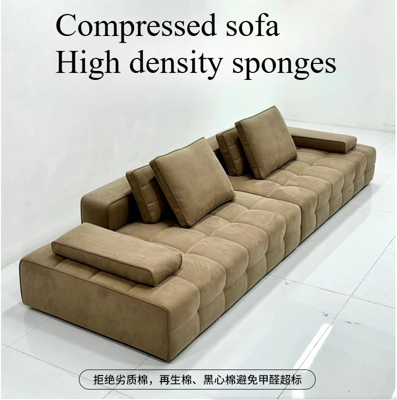 

Italian Vacuum Compression Sofa Minimalist Fabric Sofa Large Flat-floor Villa Module Integrated Molding Sponge Frameless Sofa
