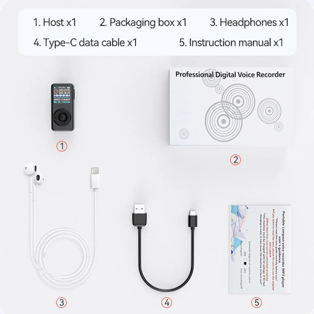4GB-64G مسجل صوت رقمي إلغاء الضوضاء الذكية AI صوت المنشط مسجل الصوت مشغل MP3 لاجتماع مقابلة المحاضرة