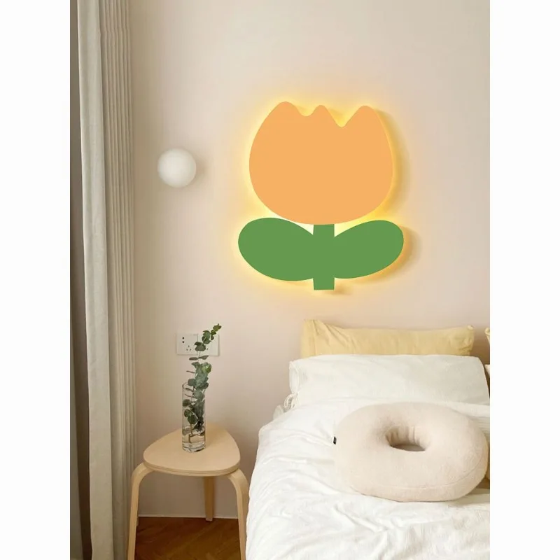 

Nordic Ins Luxury Cream Style LED Illuminated Wall Art Painting Modern Bedside Light for Master Bedroom Home Decor