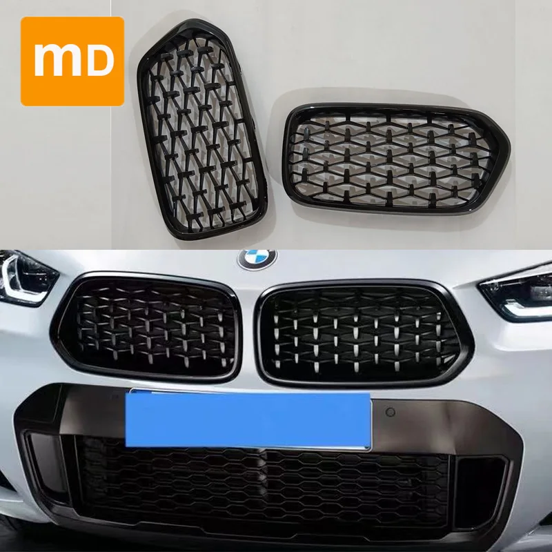 

Black Radiator Grilles For 2019-2022 BMW X2 (F39) Meteor Zhongwang Replacement Front Double Kidney Hood Gloss Black