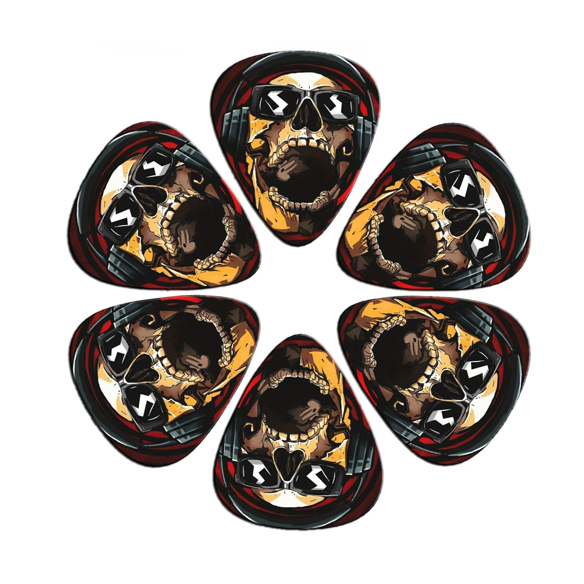 

New Guitar Pick Set 6-Piece Set- Double-sided Colorful Printed Plectrums for Electric/Bass, Durable Guitar Accessories Gift Set