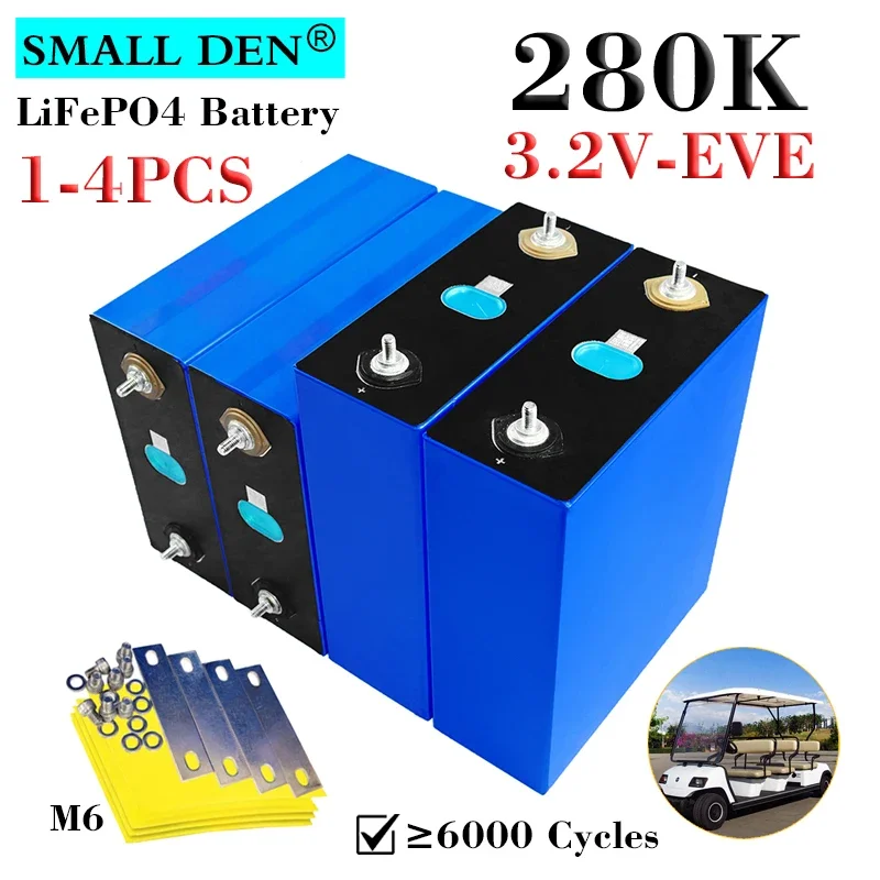 1-4PCS NEW 3.2V 280K 280Ah Lifepo4 battery 3C Lithium Iron Phosphate DIY 12v 24v Electric car boat EV Inverter Solar Wind Energy