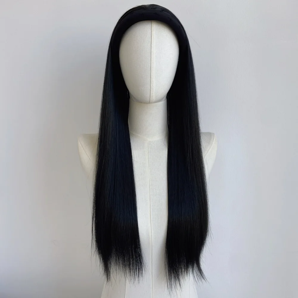 Smooth And Natural Long Straight Hair, Headband Wig, Easy To Wear, U-Shaped Half Hair Cover Design